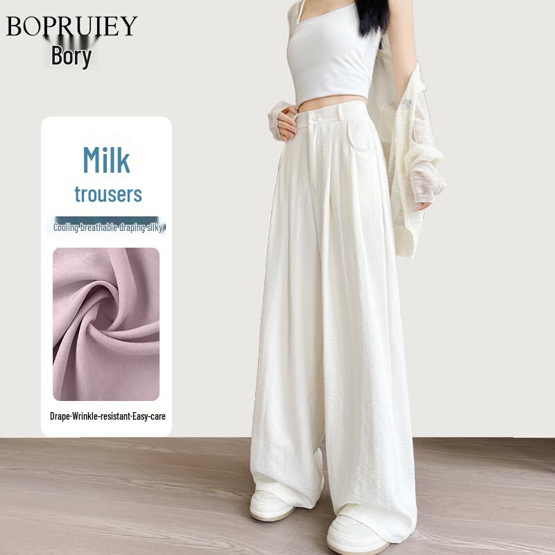 

Boruì Women s 2025 Summer Thin High-Waist Wide-Leg Pants M