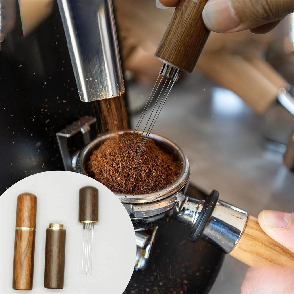 Set of 2 Espresso Stirrer Tool Set Coffee Powder Needles Wood Handle Coffee Powder Stirrers Wood Material for Coffee