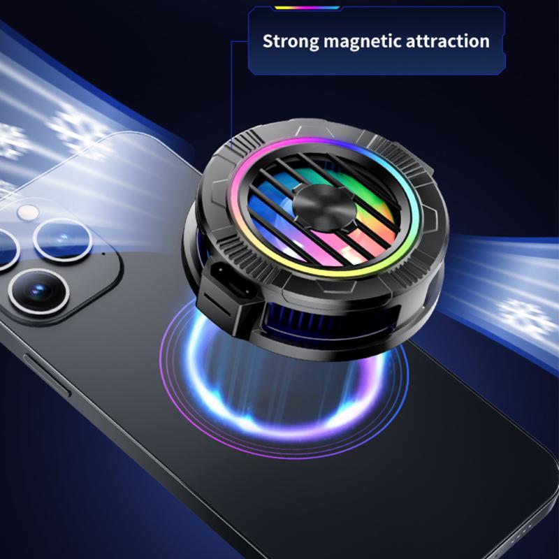 Cell Phone Cooler Color Lighting Magnetic Radiator 3 Gears Adjustable Cooling Fan Cell Phone