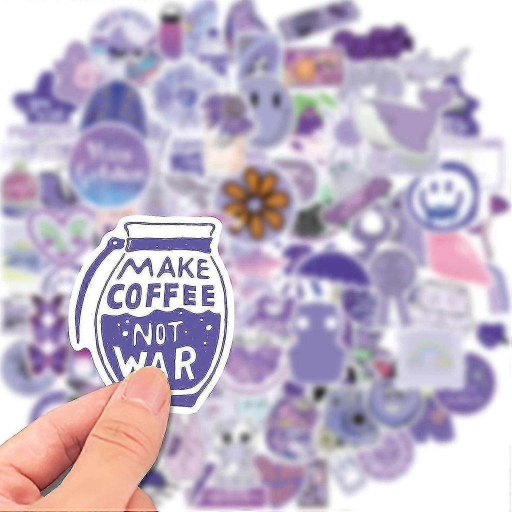 100 Pieces Romantic Purple Sticker Set for Girl Party Vinyl Waterproof Aesthetic Trendy Phone Bottle