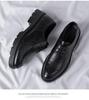 Men's Casual Leather Shoes with 10CM Height Boost, Thick Soles, and Textured Finish.