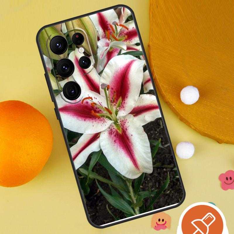 Lily Flowers Case For Samsung Galaxy S25 Ultra S24 S23 S22 S21 Ultra S9 S10 S20 Plus S24 FE Funda Cover