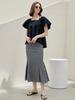 AVANT-G Halter Banding Shirring Blouse - Black