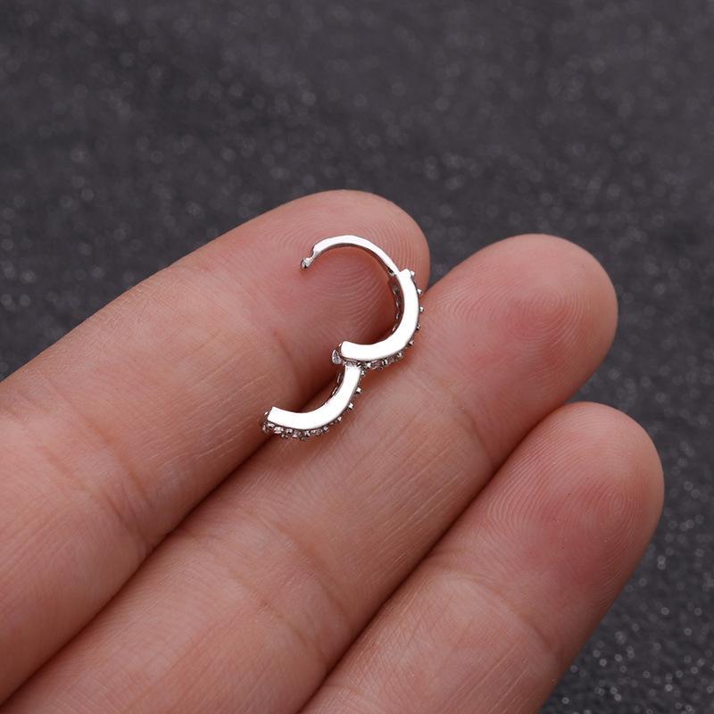 Minimalist Circle Small Hoops Earrings Skinny Zircon Earbob Earrings for Women