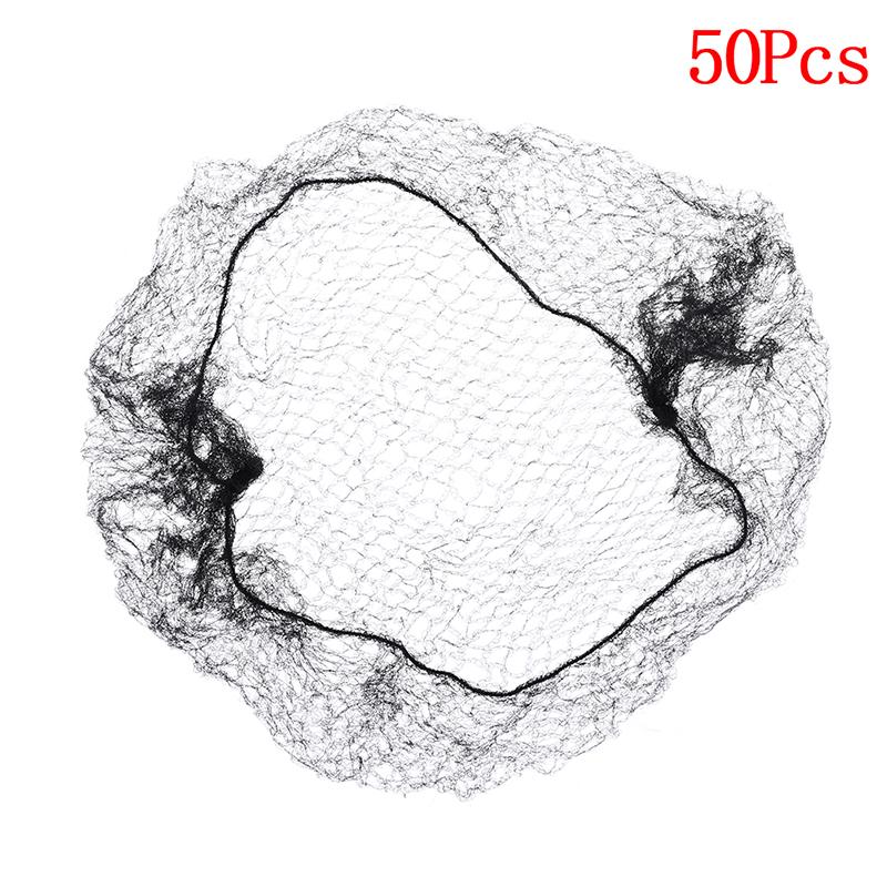 

Женские сетки для волос, 50/100 шт., невидимая эластичная сетка по краям, черная шапочка для парика-снуда 50Pcs