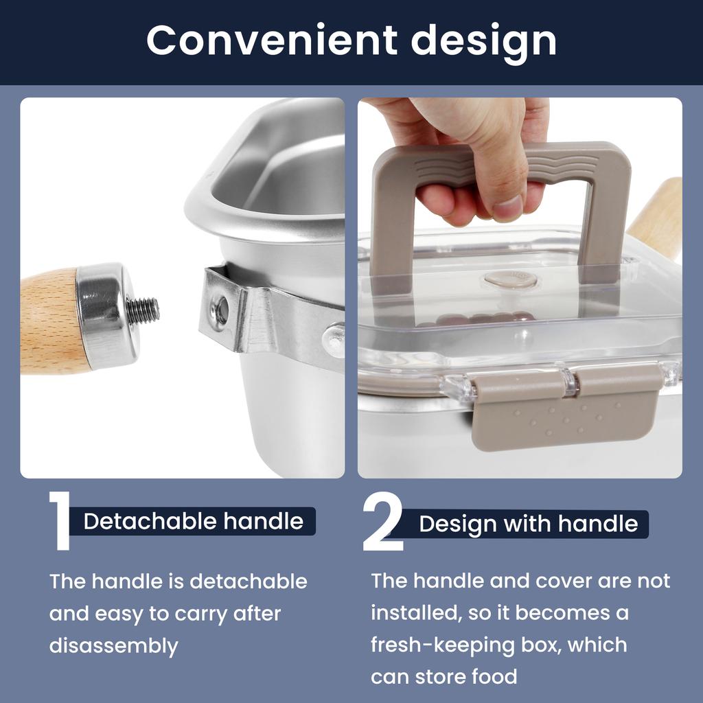 Multifunktionaler Fritteusentopf Edelstahl Bratpfanne mit Korb und Griff Tragbare Quadratische Fritteusen für die Küche