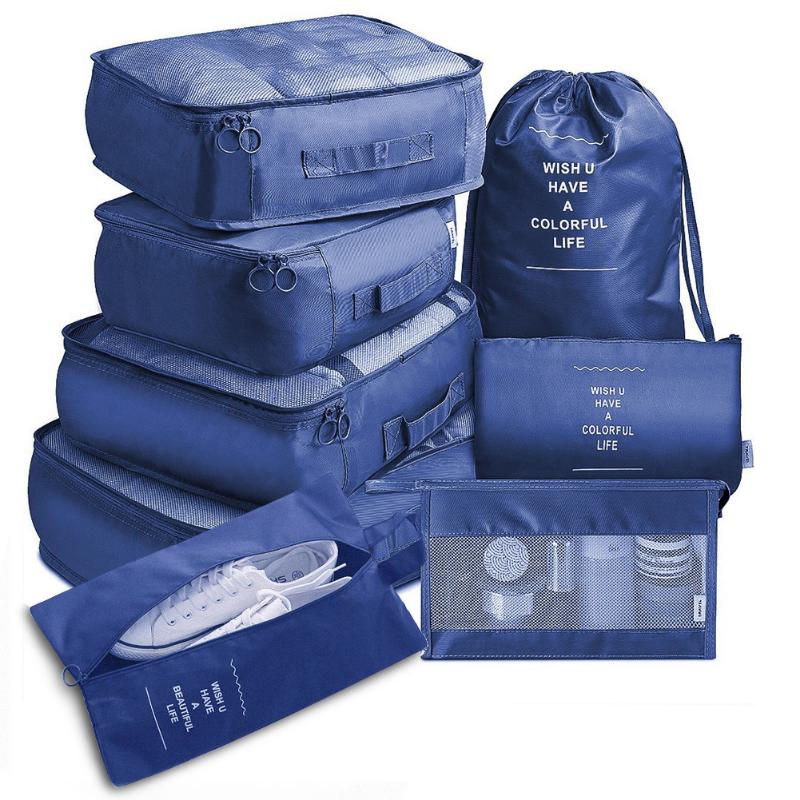 New Travel Storage Bag Clothes Organizer Large Capacity Fashion Set Luggage Sorting Bag Collapsible Waterproof Luggage Organizer 8pcs