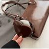 Solid Color Glossy Black Shoulder Bag Korean Style Small Square Bag French Underarm Bag  Girls