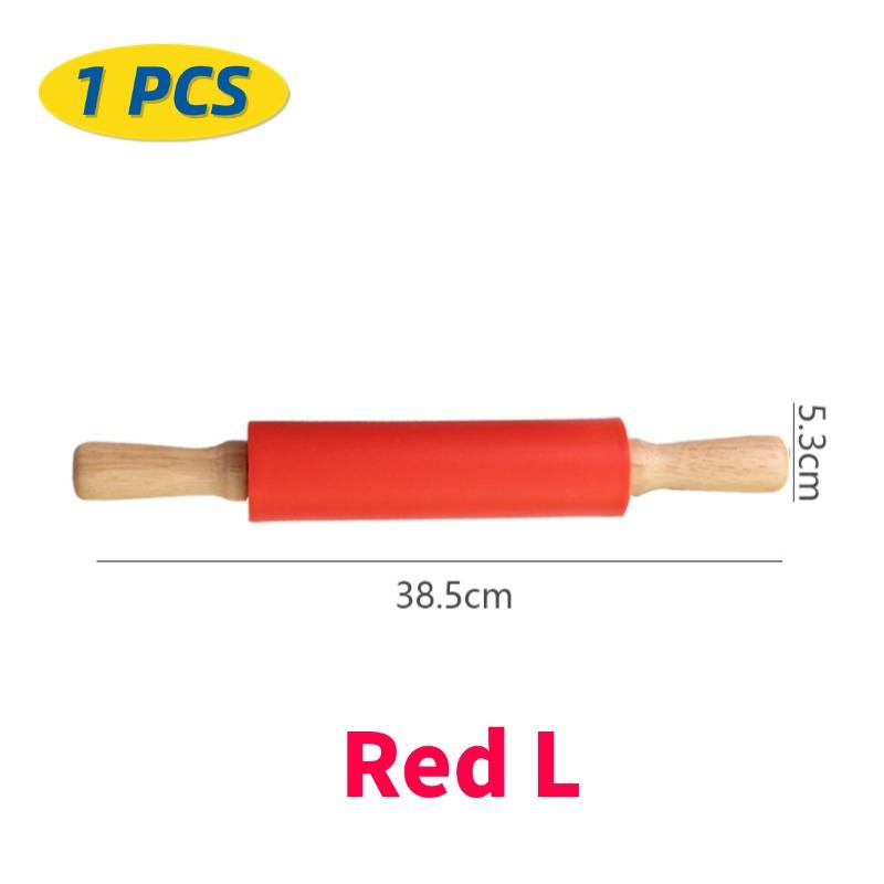 1/4Pcs Non-Stick Silicone Rolling Pin Wooden Handle Pastry Dough Flour Roller Kitchen Cooking Kid Baking Tool For Pasta Dough