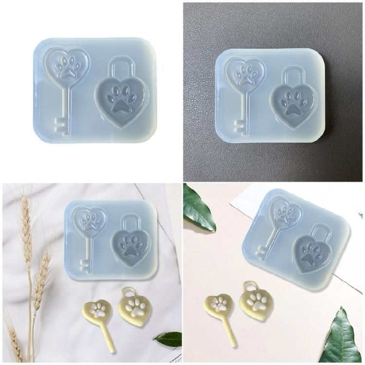 Pet Lover Silicone Keychain Mold With Detailed Cats paw Design Perfect For Epoxy Resin Crafts Jewelry Making Party Favors
