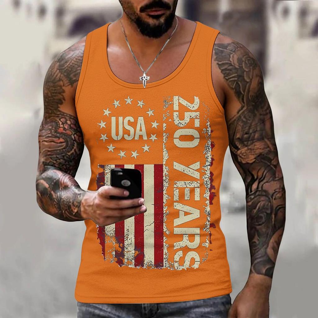 Men 4th Of Shirts USA Muscle Sleeveless Shirt Patriotic Tank Tops