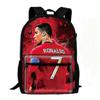Ronaldo CR7 em Mochila Escolar Vermelha Mochila para Estudantes Bolsa de Livros Mochila Casual para Meninas Meninos