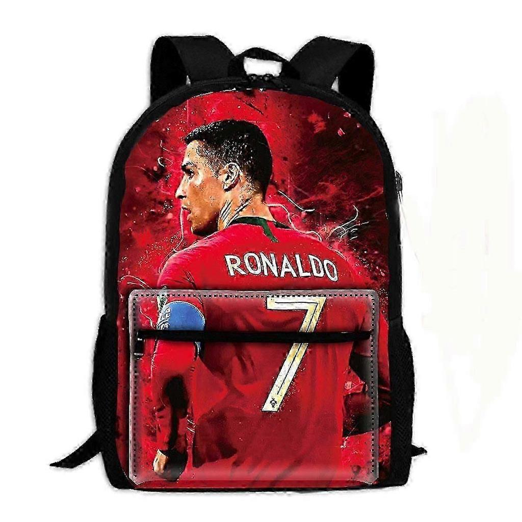 Ronaldo CR7 em Mochila Escolar Vermelha Mochila para Estudantes Bolsa de Livros Mochila Casual para Meninas Meninos