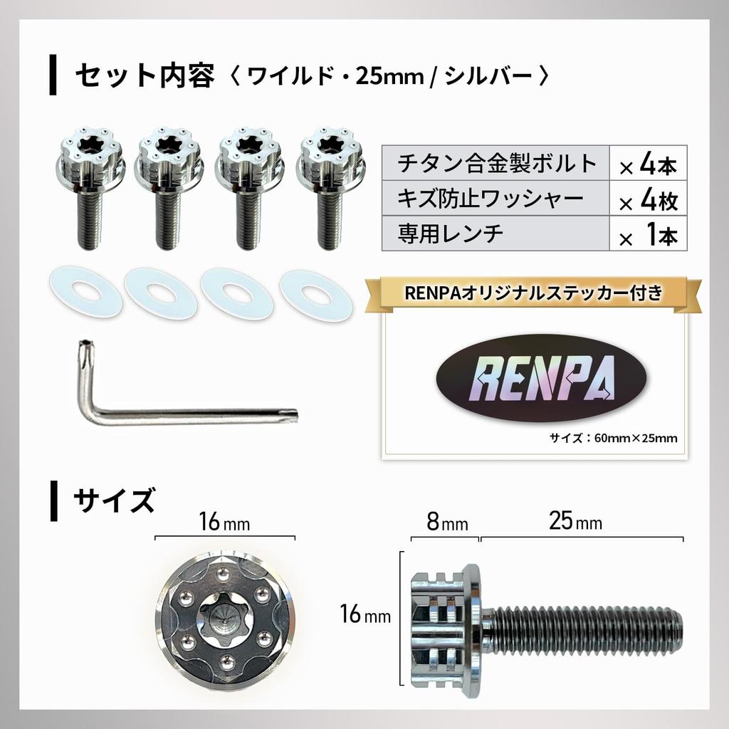 RENPA Titanium Alloy License Plate Bolt Wild Design Vehicle Inspection