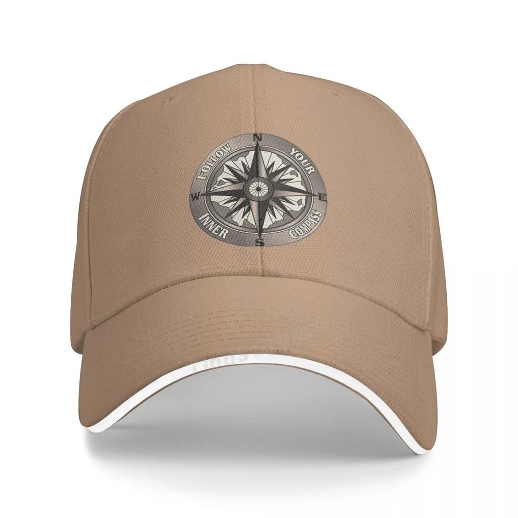Baseballkappe mit Aufdruck „Follow Your Inner Compass“, modisch, für den Sommer, für Herren und Damen, verstellbar, mit Kompass
