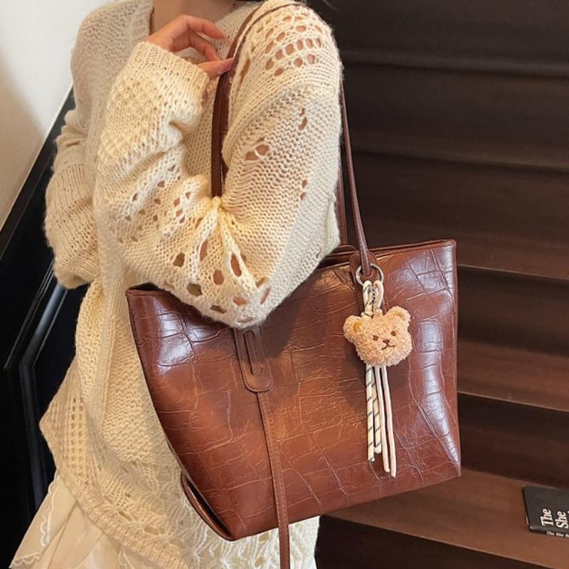 Summer New Solid PU Sweet Elegant Light Luxury Tote Bag Hot Sale Fashionable and Simple Commuting Casual Shoulder Bags for Women