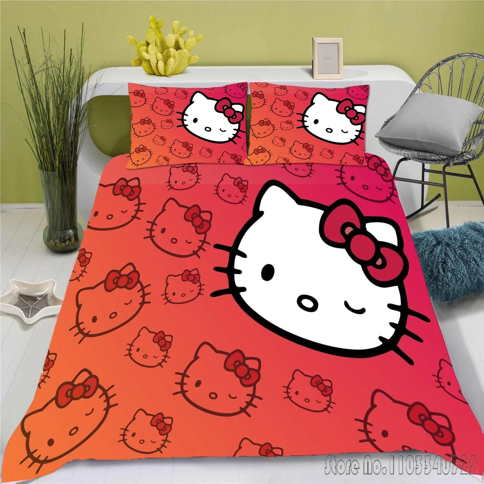 

Comforter Hello Kitty Anime Bedding Set 100% Polyester Suitable For Children And Adults 3-Piece Set 1 Comforter (quilt)-EU Single(135*200cm)3pcs
