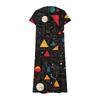 Fashion Women's Summer V-neck Short Sleeve Cotton And Linen Vintage Floral Print Beach Dress
