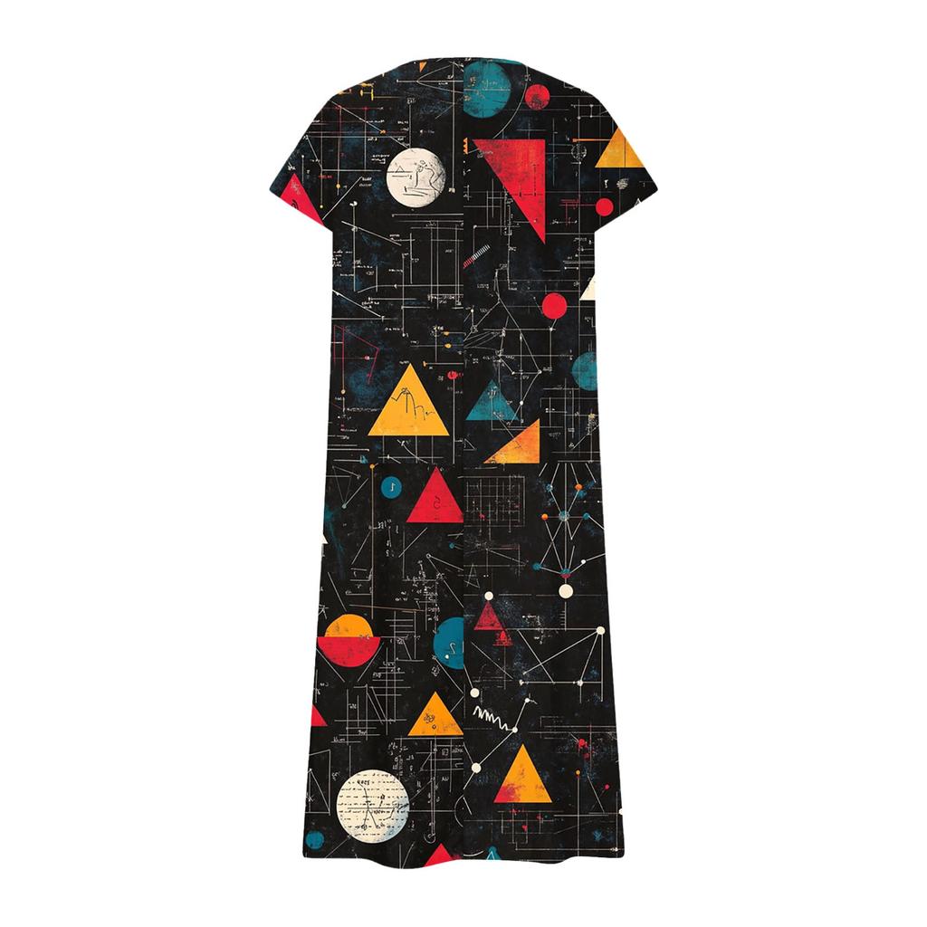 Fashion Women's Summer V-neck Short Sleeve Cotton And Linen Vintage Floral Print Beach Dress