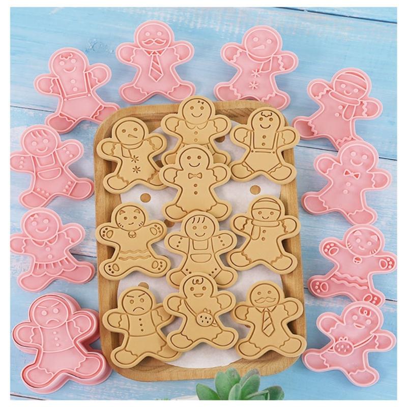 11 Pieces Christmas Cookie Molds Gingerbreads Man Shaped Cookie Cutters PP Material Biscuits Molds Baking Accessories