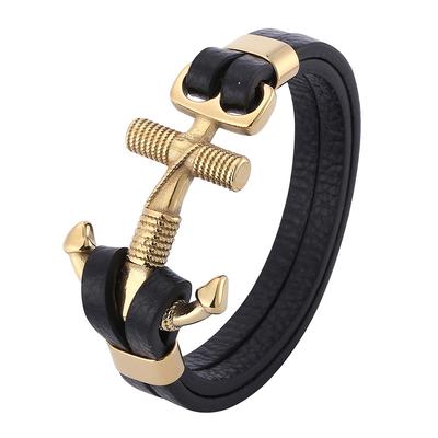 Punk stalen anker armbanden bedel leren armband bangles mannen sieraden mode cadeau