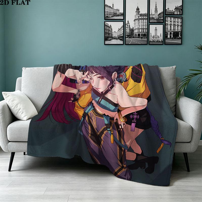 1PC Kpop Demon Hunters Patterned Flannel Blanket Suitable For All Seasons For Home Decor Warmth And Comfort Gifts Holiday Present
