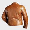 Noora Mens Brown Padded Motorcycle Leather Jacket Stylish Biker Leather Jacket