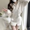 Elegant Solid Two-piece Skirt Sets Women Zipper Hoodies Jacket + Split Mini Skirt Autumn Winter Sexy Korean Style Outfits New