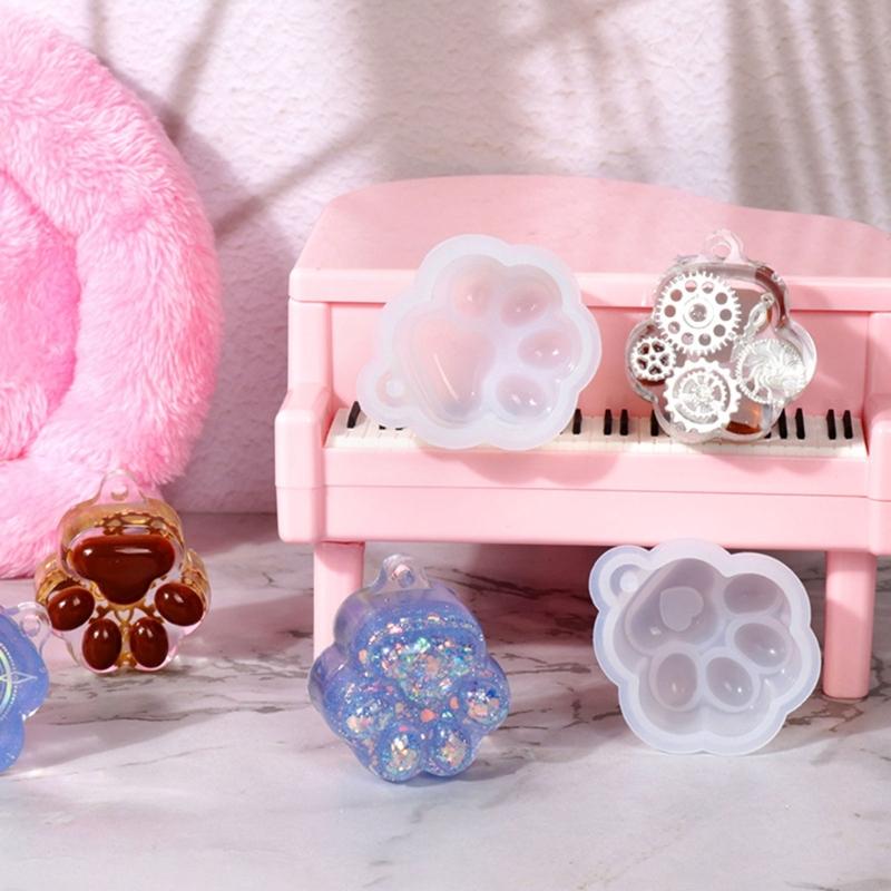 Animal Resin Mold Cat-Paw Silicone Epoxy Casting Mold for DIY Pendant Jewelry Making Handmade Lovely Keychain Craft
