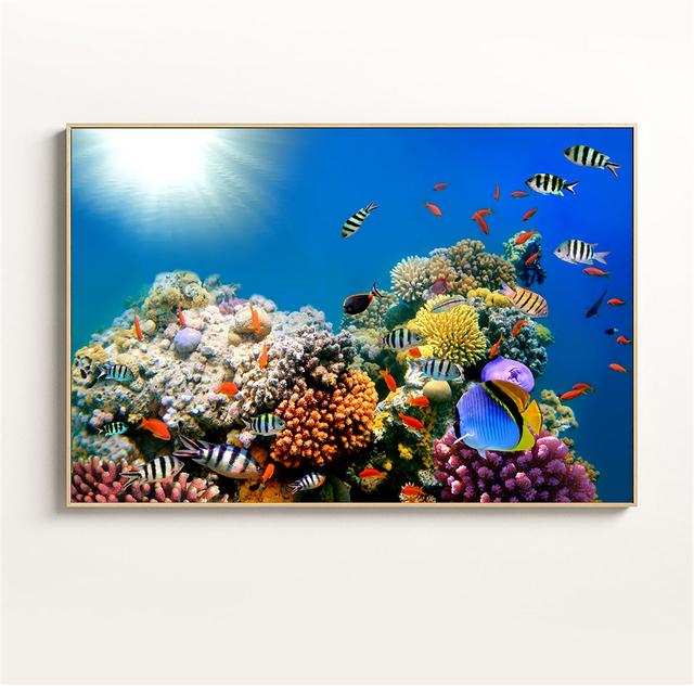 Canvas Art Fish Painting Underwater World Animals Corals Fish Ocean Wall Pictures for Living Room Nordic Poster Kids Room Decor