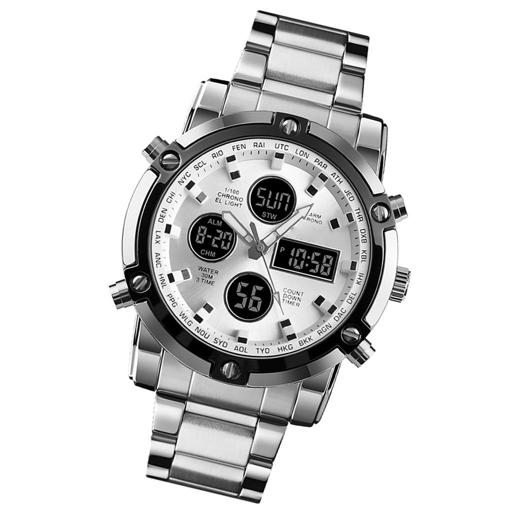 SKEMI 1389 Quartz Man Watch Unique Fashion Sport Casual Brand Quartz Clock Double Movement Stainless Steel Strap Waterproof Wrist Watch Relogio Mascul