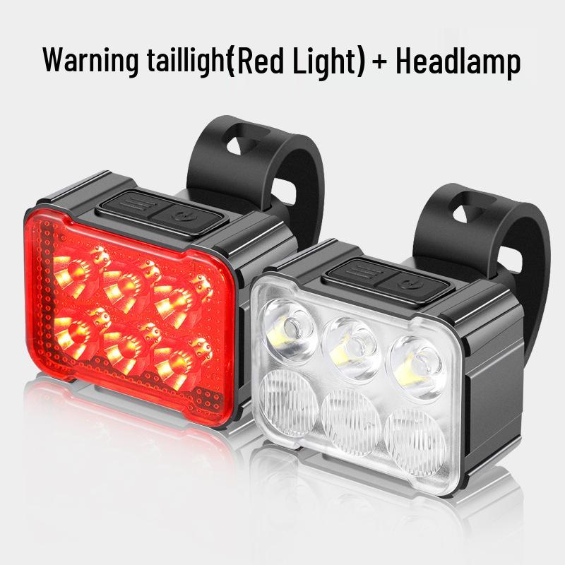 Rechargeable High-Beam Bike Light Set: Front Flashlight & Rear Taillight for Night Cycling