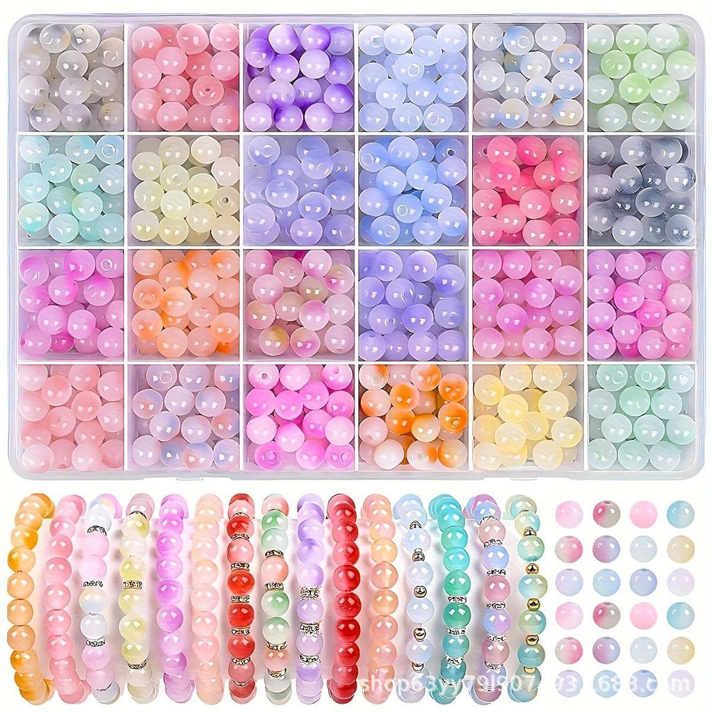 24-Kleuren 8mm Kristal Glas Kralen Set voor Sieraden Maken - 240/480 Stuks