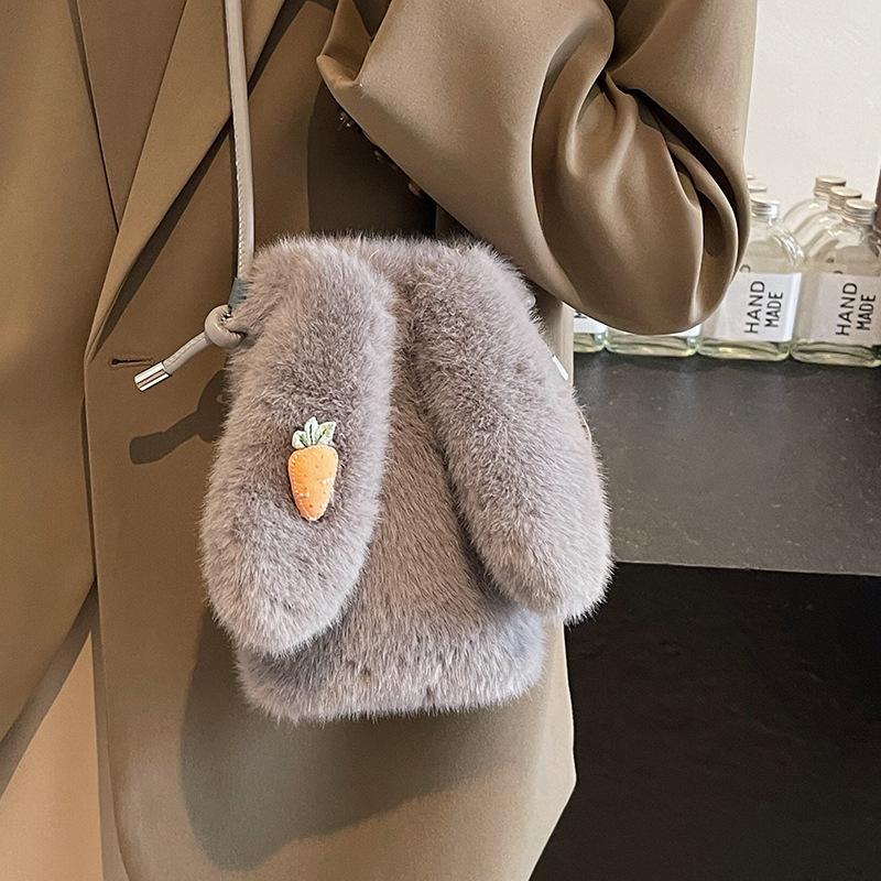 Cute Plush Bag Women'S Trendy Fashion Versatile Shoulder Messenger Bag Women'S Mobile Phone Bag Women