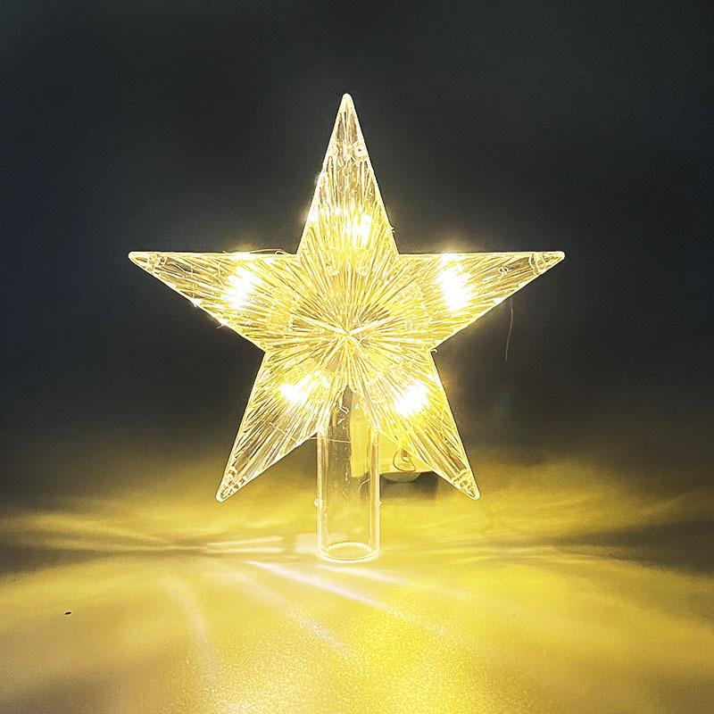 

15cm/21cm Twinkling Christmas Tree Topper: Glowing Warm & Colorful Transparent Star with Light