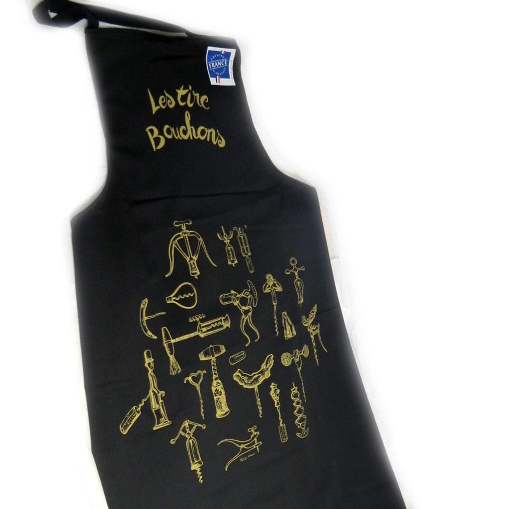Les Trésors De Lily [L1428] - Černá designová zástěra 'Les Tire-bouchons'