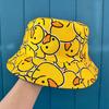 Yellow Duck Printed Fisherman's Hat Four Seasons Outdoor Sunshade Basin Hat Fashion Cartoon Sunshade Sun Hat