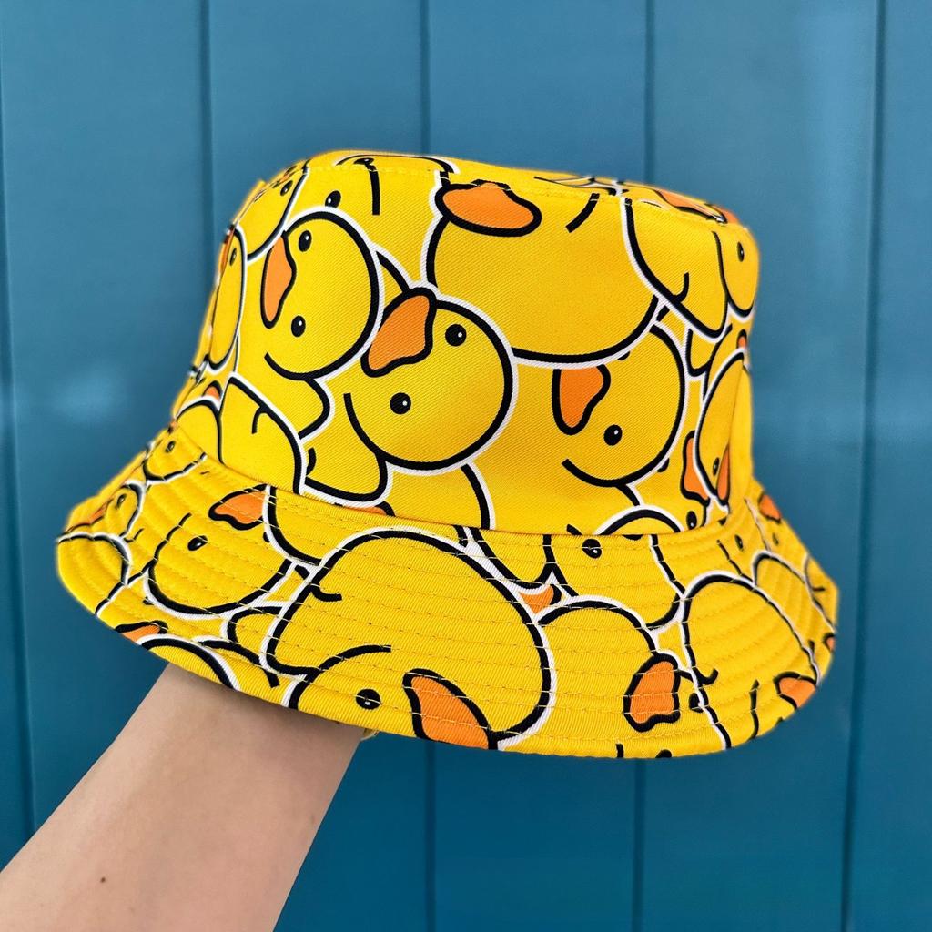 Yellow Duck Printed Fisherman's Hat Four Seasons Outdoor Sunshade Basin Hat Fashion Cartoon Sunshade Sun Hat