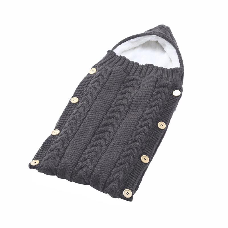 Infant Knitted Woolen Sleeping Bag Buttoned Blanket for Autumn & Winter