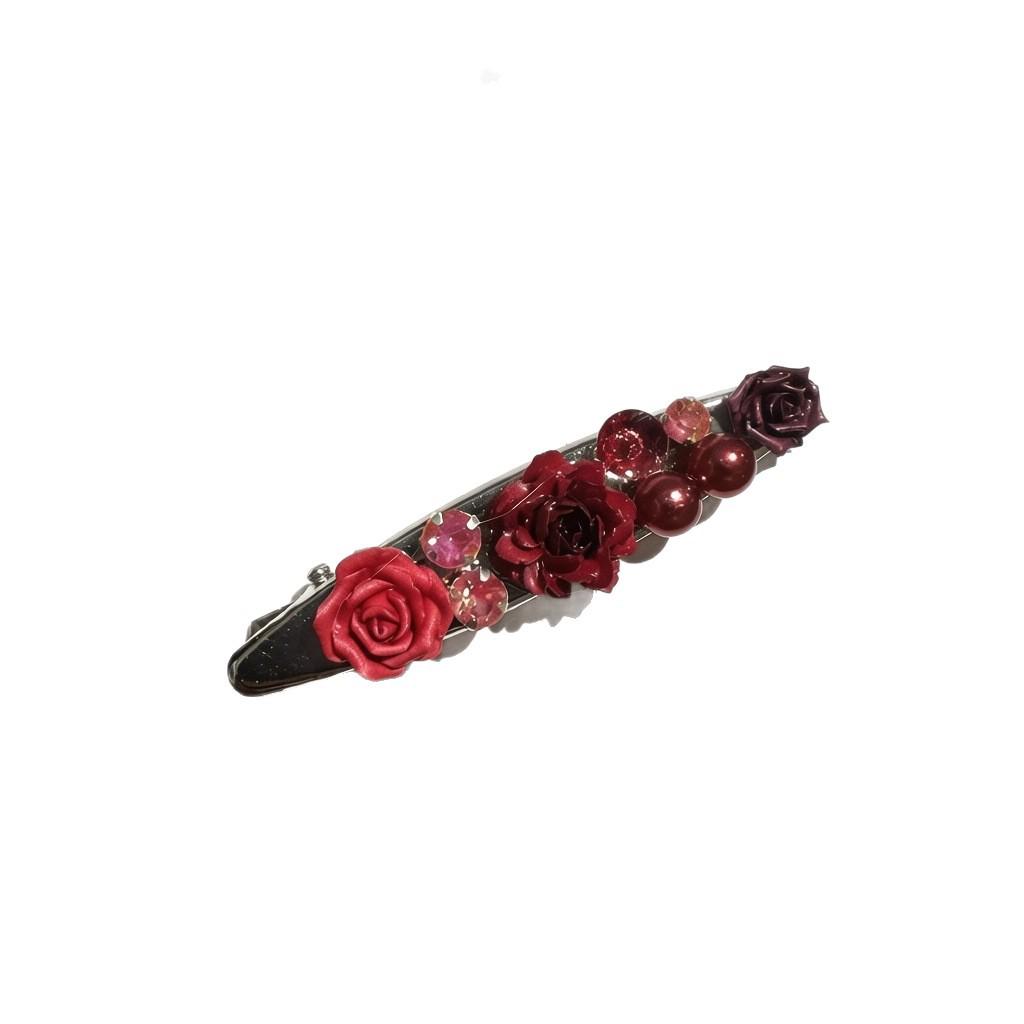 Korean Style Pearl Rose 3D Flower Duckbill Hair Clip