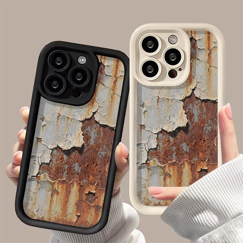 Retro Rusty Iron Phone Case For Samsung S24 S23 S22 Ultra Plus S21 A55 A54 A53 A52 A25 A15 A14 5G Soft Anti Drop Cover