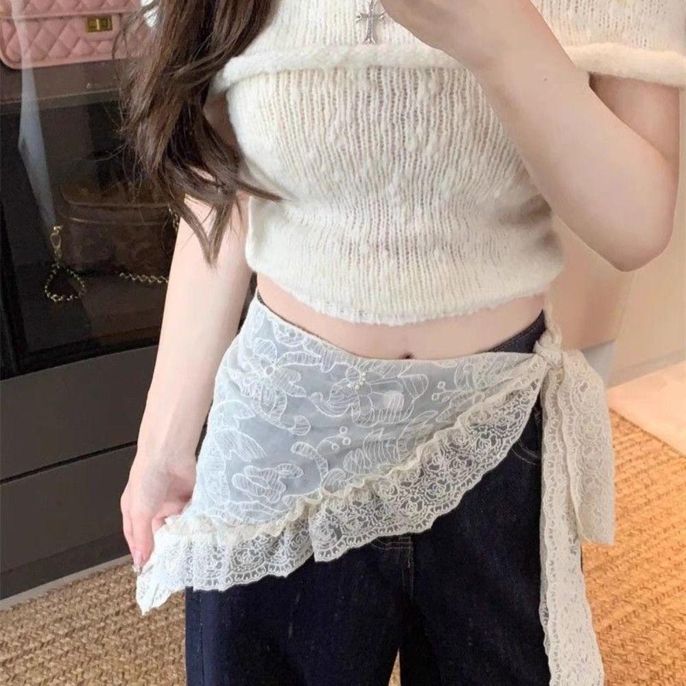 Lace Trim Fart Curtain Clothing Accessories Apron Wrap Skirt Trendy Butt Curtain  Summer