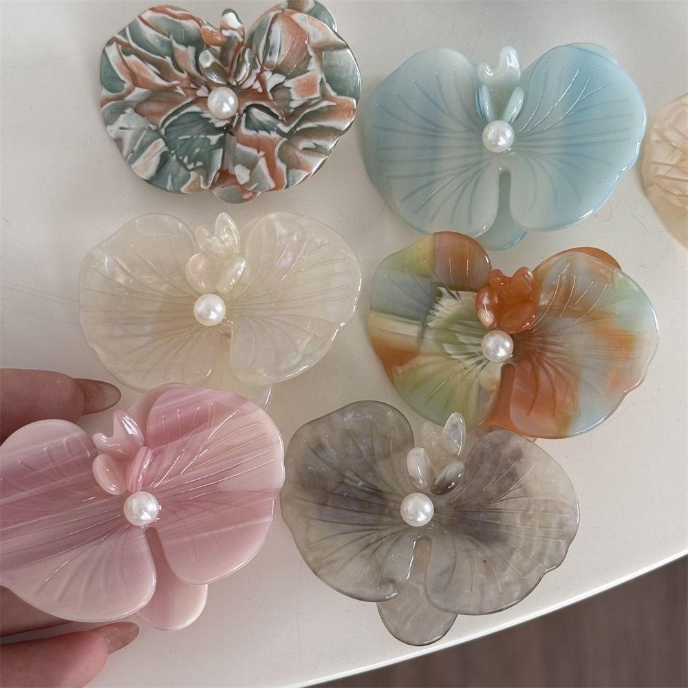 Side Clip Flower Duckbill Clip Butterfly Orchid Fresh Barrettes Simple Acetic Acid Hairpin  Female