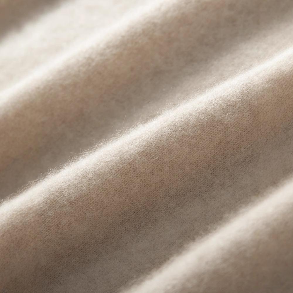 2025 new cashmere shirt men's round neck solid color pullover sweater with knitting inside