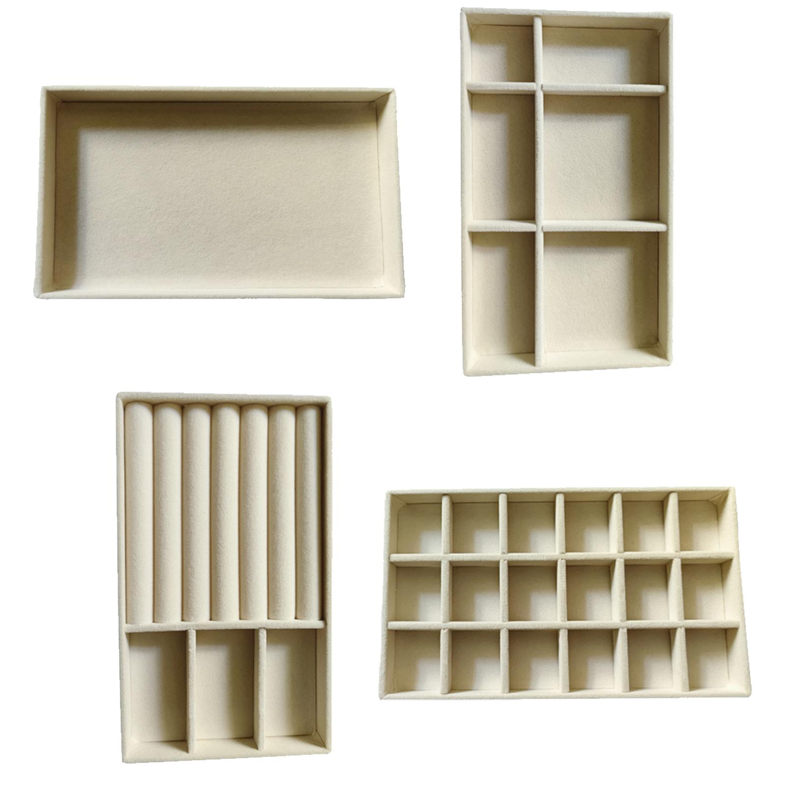 

4 Pack Velvets Lined Jewelry Holder Box with Compartments Jewelry Displaying Tray for Bracelet Earring Organization 1