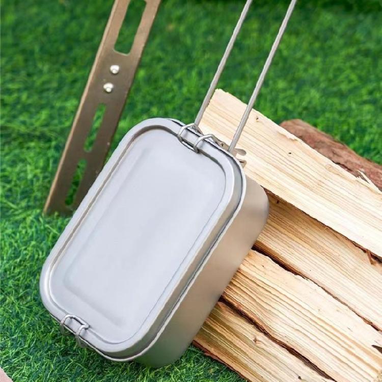 Metal Alloy Camping Bentos Container Portable Bentos Box Rectangle Lunch Box Outdoor Camping Picnic Cookware