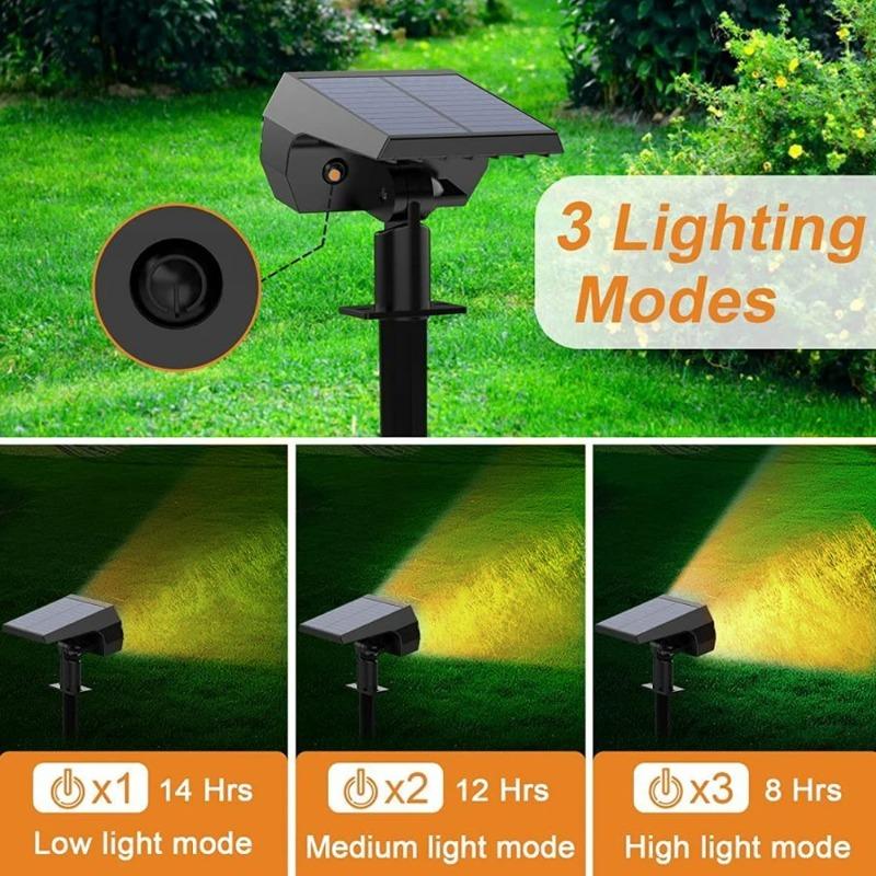LED Solar Spot Lights Outdoor Garden 52 LED Solar Lights Waterproof 3 Modes Landscape Lighting Wall Lamp Garden Yard Tree Lawn