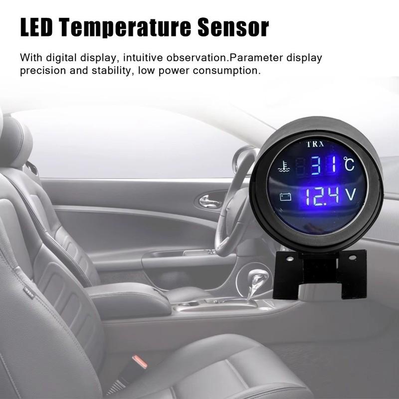 2 IN 1 Water Temperature Gauge 26mm/28mm LED Digital Electronic Water Temp Gauge 12V 24V Round Digital Temperature Sensor