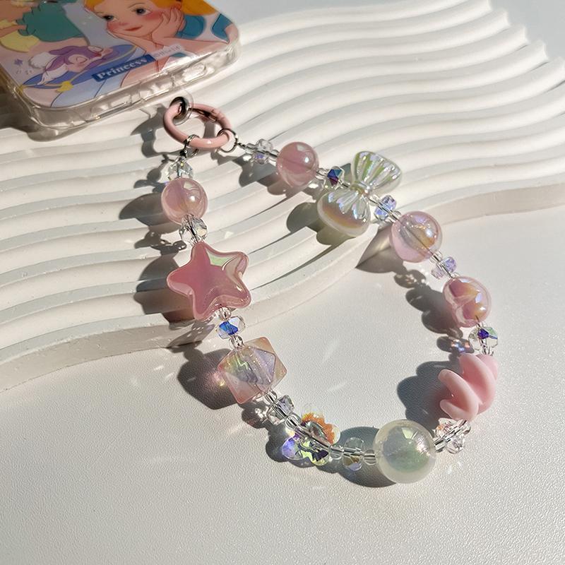 

Светящаяся цепочка для мобильного телефона с бантом в виде звезды и сердца, короткий браслет, ремешок для телефона, кавайный кулон для телефона, аксессуары для телефона