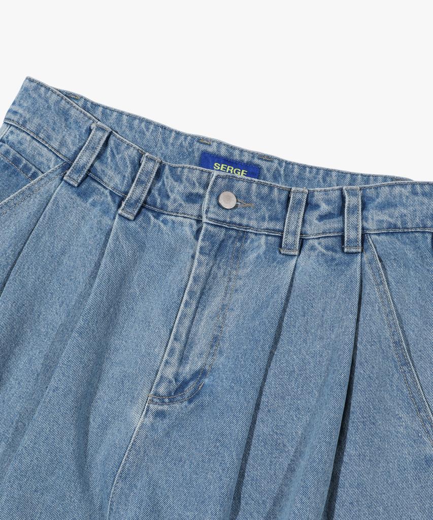 Seleuji Double-Pleat Wide Denim Pants V8_Light Blue